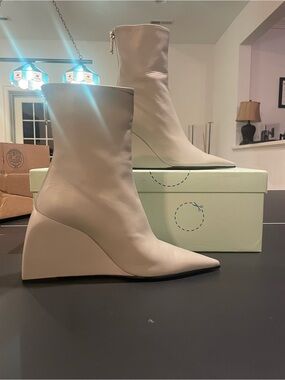 Off-White Nappa Doll Wedge Zip Booties